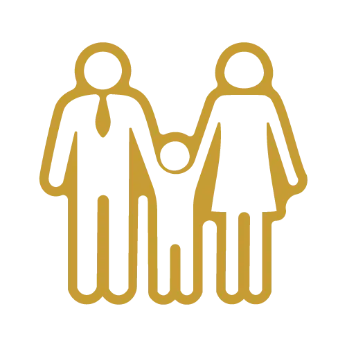 Zlatna ikonica porodice sa tatom, mamom i detetom – simbol porodičnih odnosa i prava