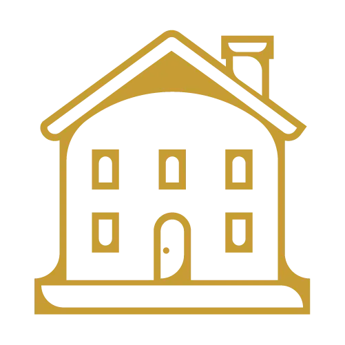 Zlatna ikonica kuće koja predstavlja svojinskopravne odnose i vlasnička prava