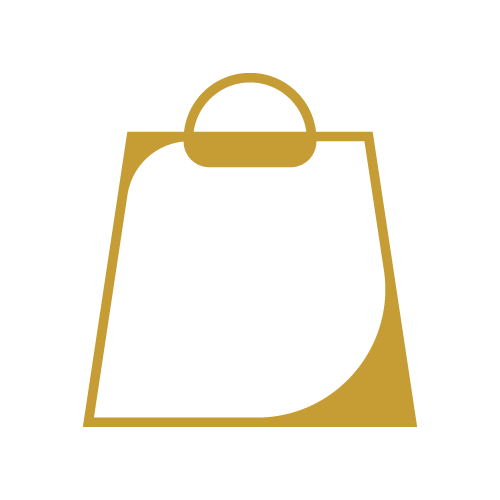 Zlatna ikonica torbe za kupovinu – simbol potrošačkog prava.